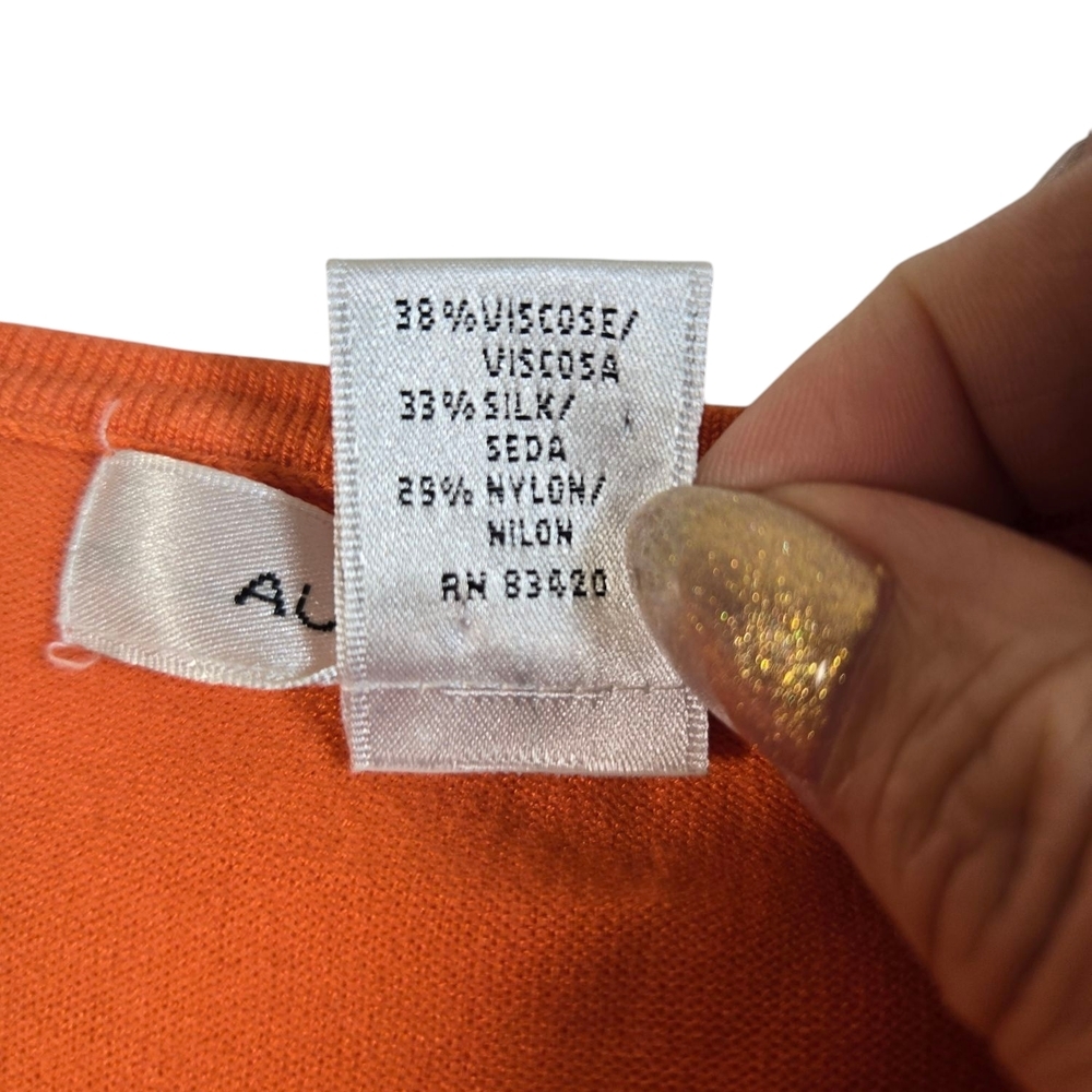 Orange Sleeveless Top August Silk Sz L - Picture 5 of 6